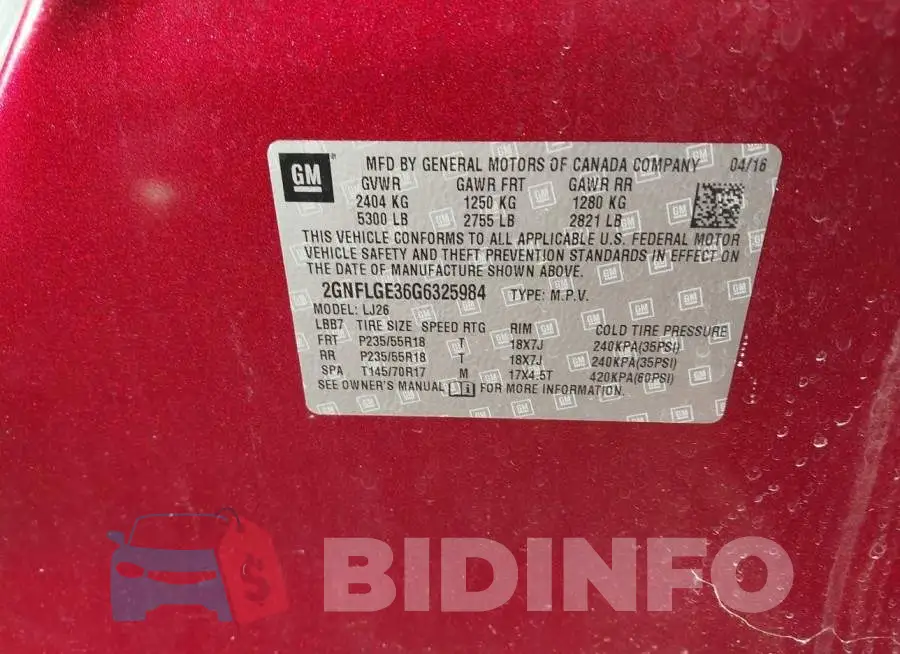 2GNFLGE36G6325984 Photo# 9