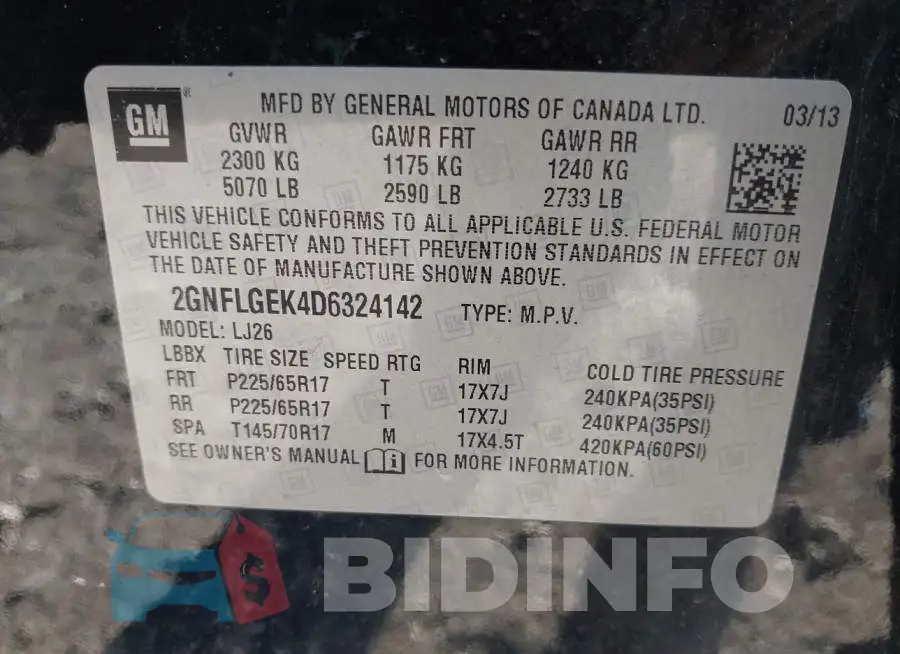 2GNFLGEK4D6324142 Photo# 9