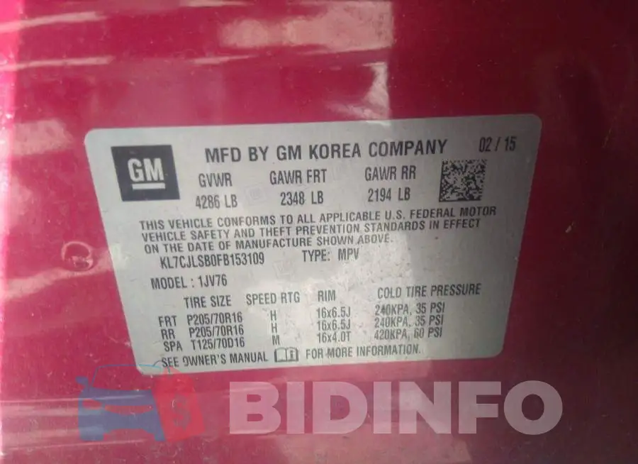KL7CJLSB0FB153109 Photo# 9