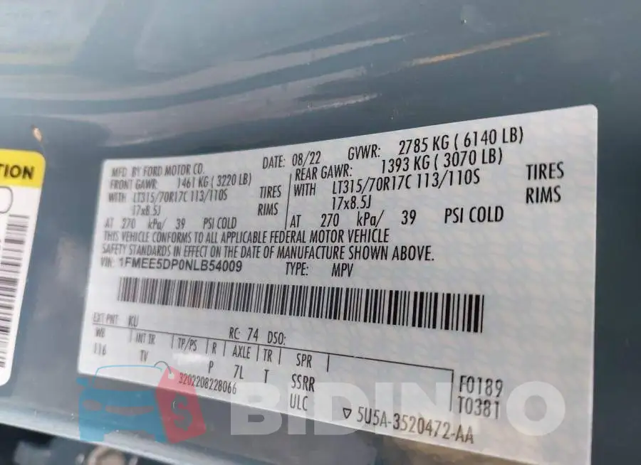 1FMEE5DP0NLB54009 Photo# 9