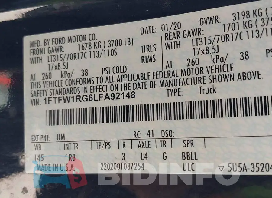 1FTFW1RG6LFA92148 Photo# 9
