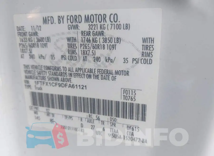 1FTFX1CF9DFA61121 Photo# 9