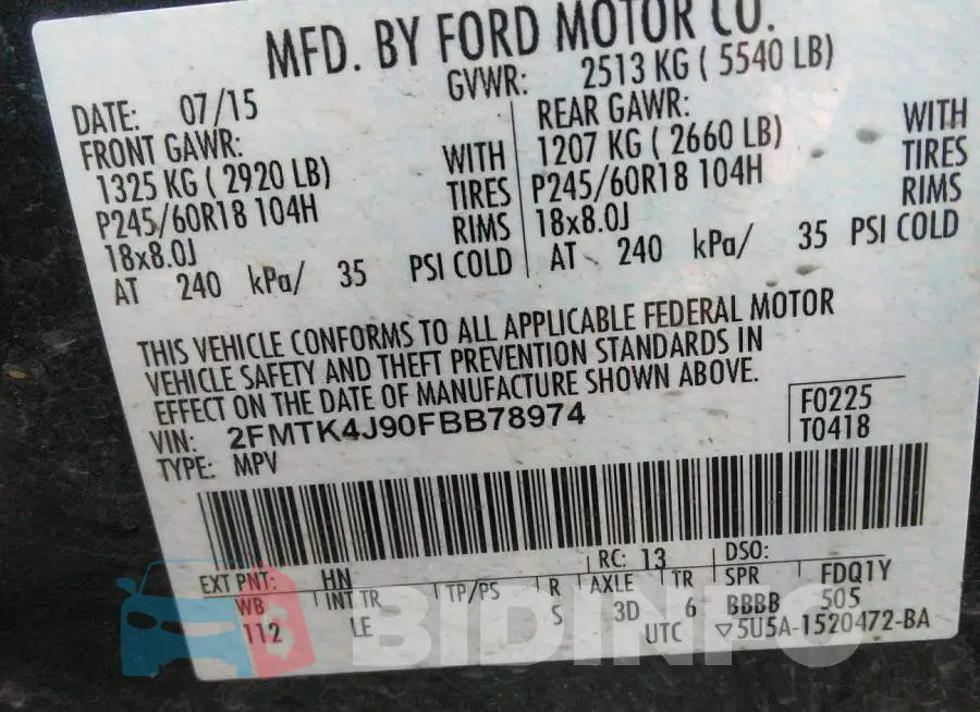 2FMTK4J90FBB78974 Photo# 9