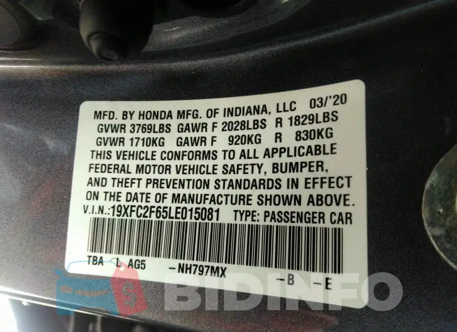 19XFC2F65LE015081 Photo# 9