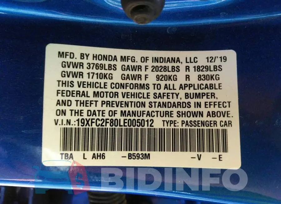 19XFC2F80LE005012 Photo# 9