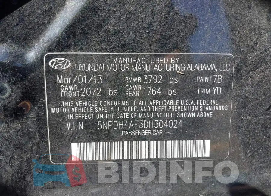 5NPDH4AE3DH304024 Photo# 9