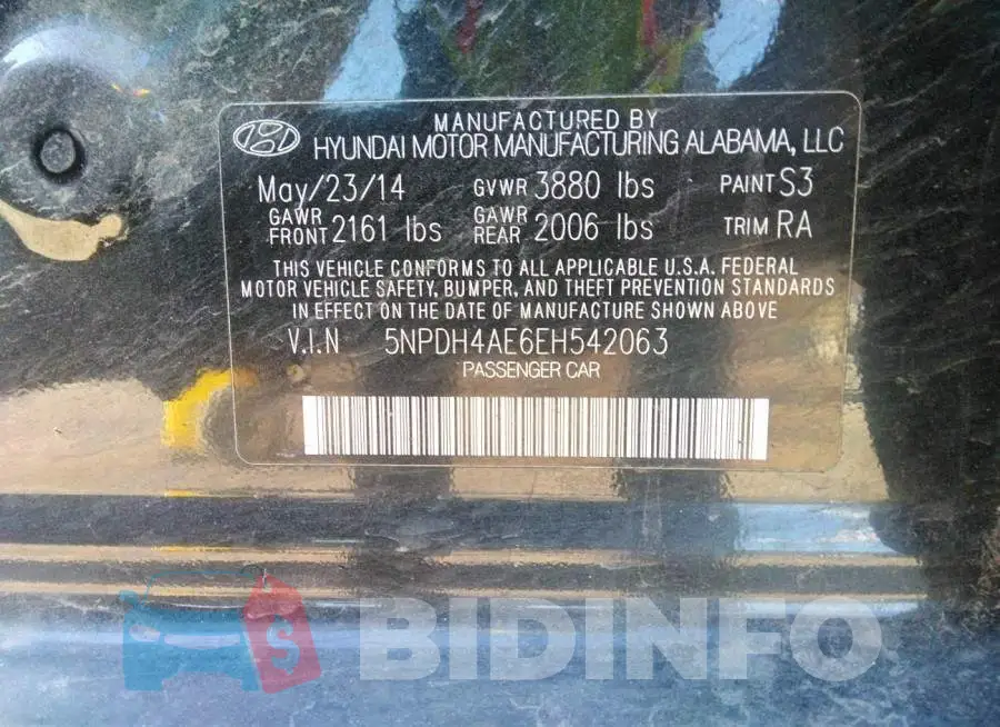 5NPDH4AE6EH542063 Photo# 9