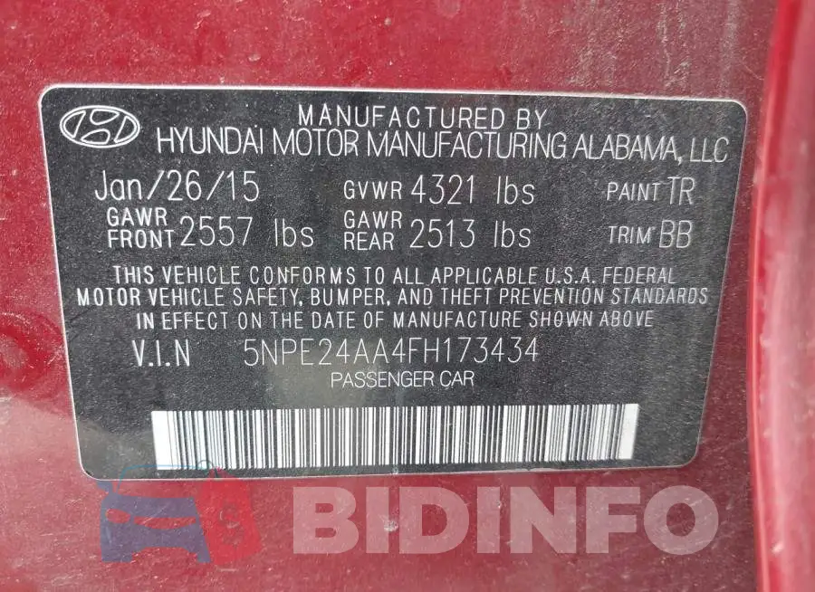 5NPE24AA4FH173434 Photo# 9