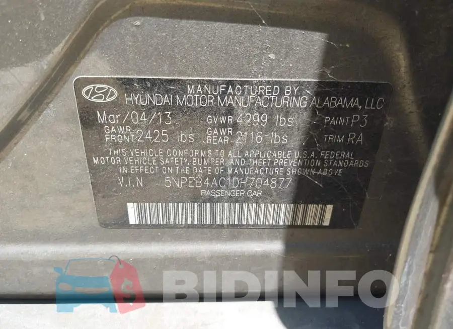 5NPEB4AC1DH704877 Photo# 9