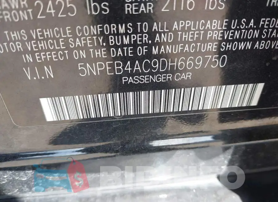 5NPEB4AC9DH669750 Photo# 9