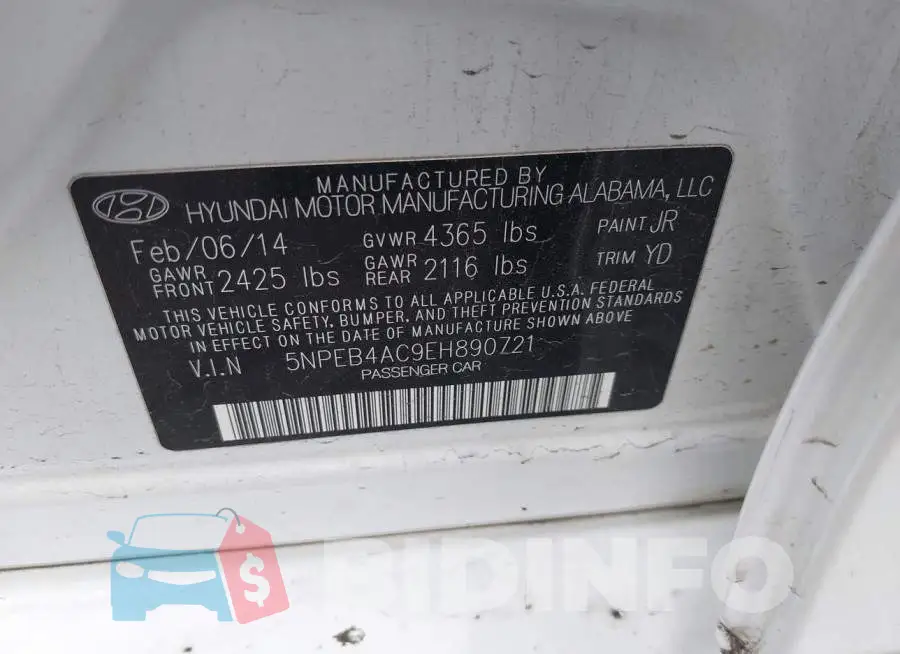5NPEB4AC9EH890721 Photo# 9