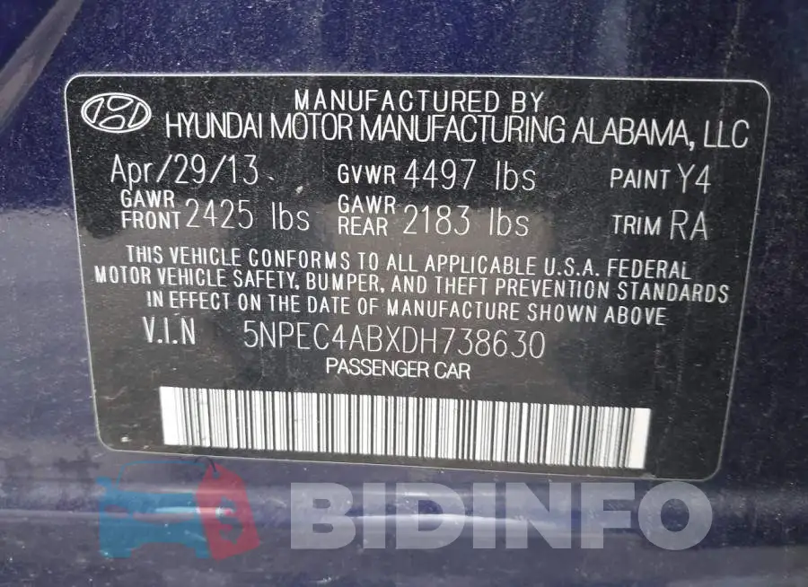 5NPEC4ABXDH738630 Photo# 9