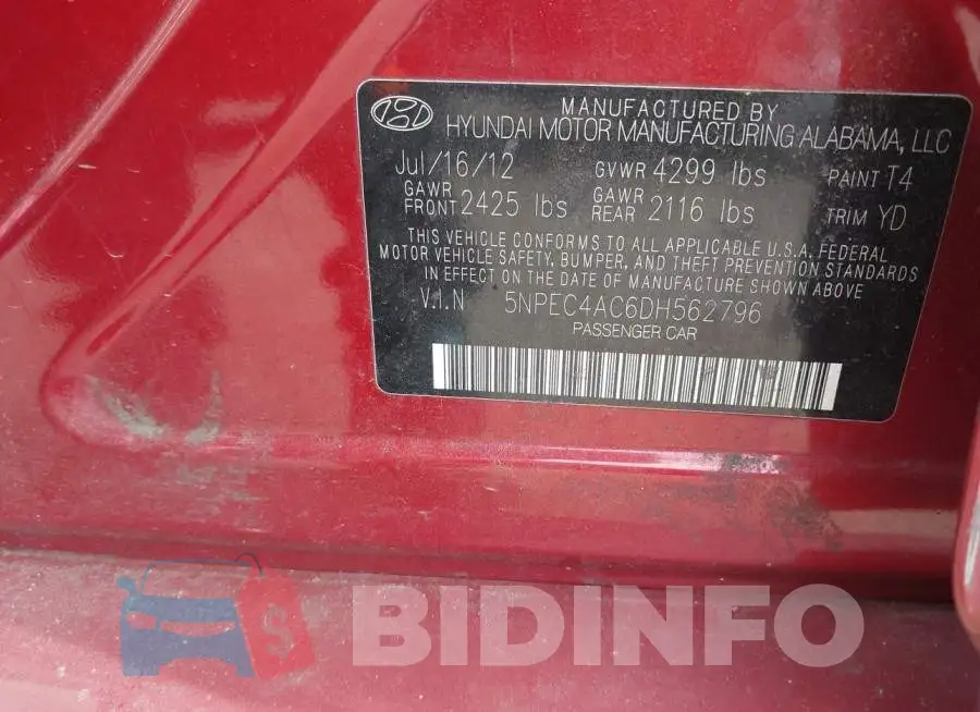 5NPEC4AC6DH562796 Photo# 9