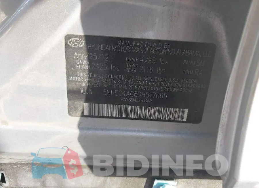5NPEC4AC8DH517665 Photo# 9