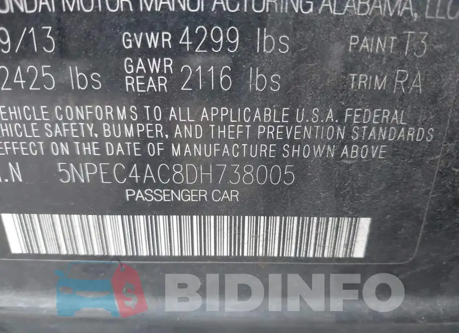 5NPEC4AC8DH738005 Photo# 9
