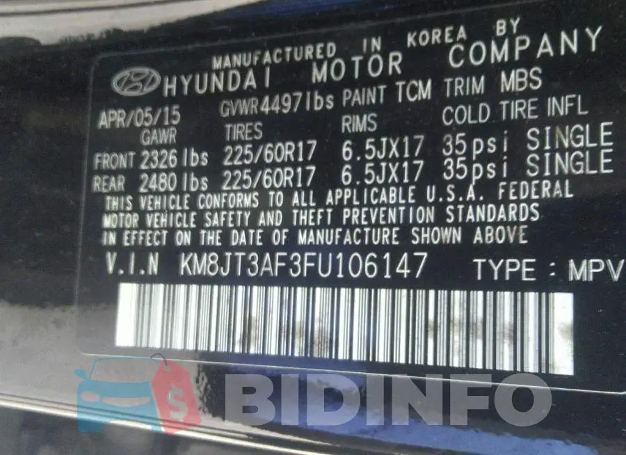 KM8JT3AF3FU106147 Photo# 9