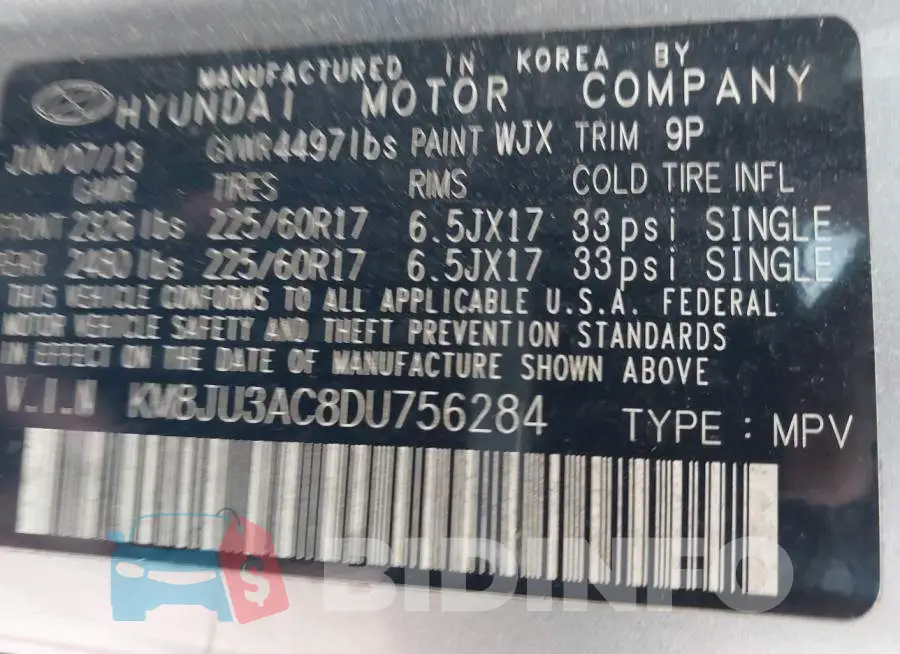 KM8JU3AC8DU756284 Photo# 9