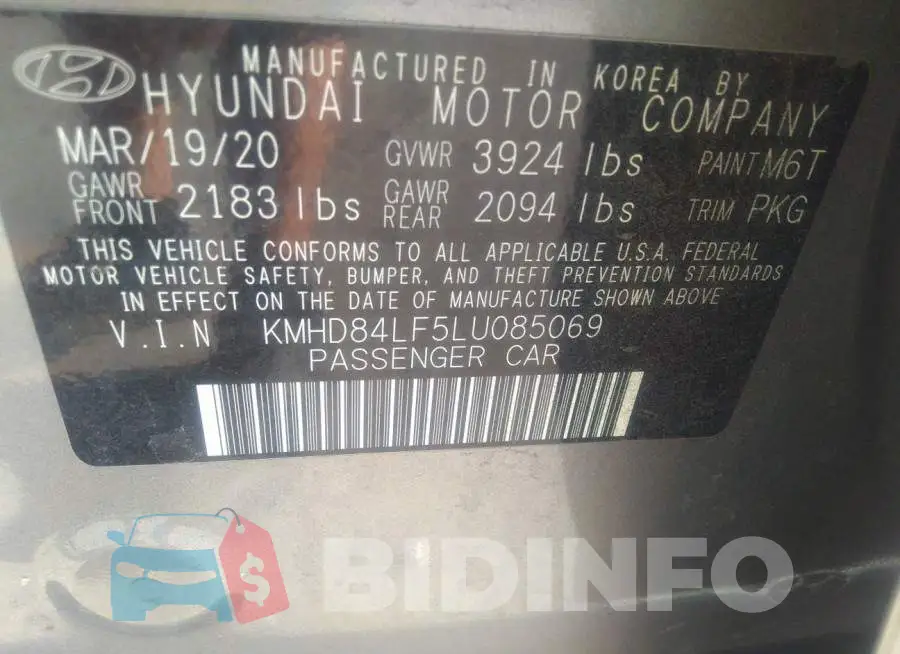 KMHD84LF5LU085069 Photo# 9
