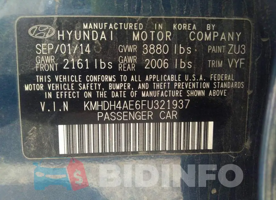 KMHDH4AE6FU321937 Photo# 9