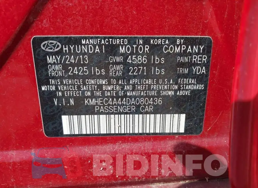KMHEC4A44DA080436 Photo# 9