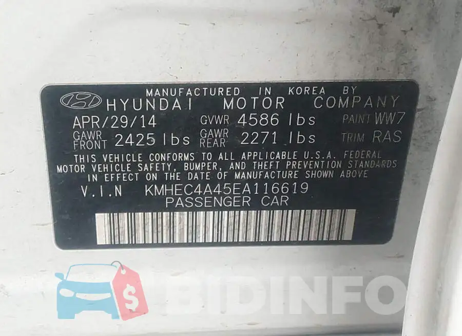 KMHEC4A45EA116619 Photo# 9