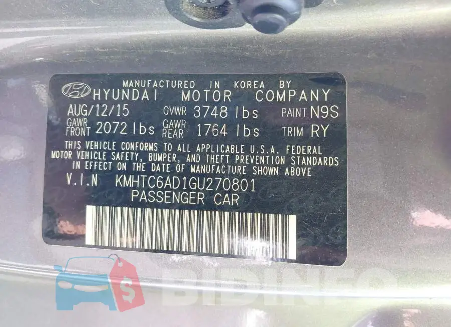 KMHTC6AD1GU270801 Photo# 9