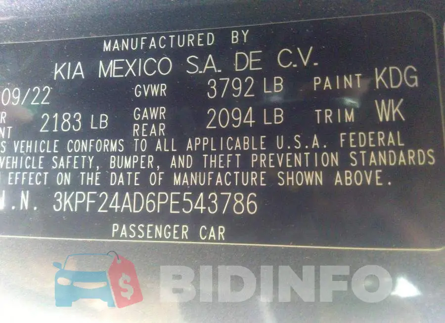 3KPF24AD6PE543786 Photo# 9