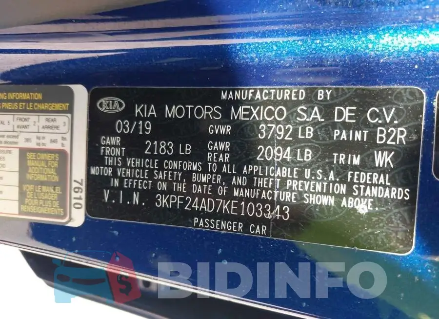 3KPF24AD7KE103343 Photo# 9