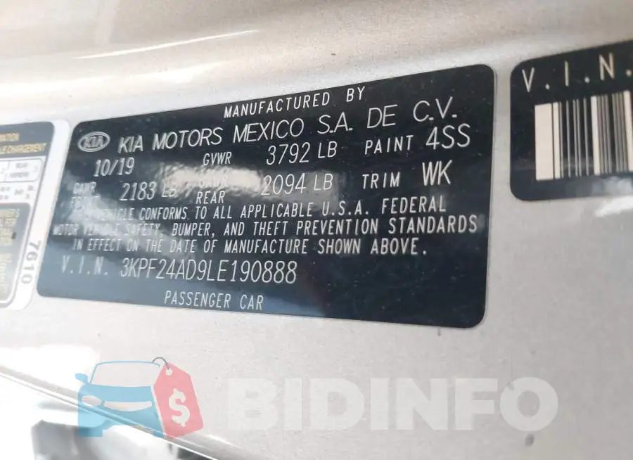 3KPF24AD9LE190888 Photo# 9