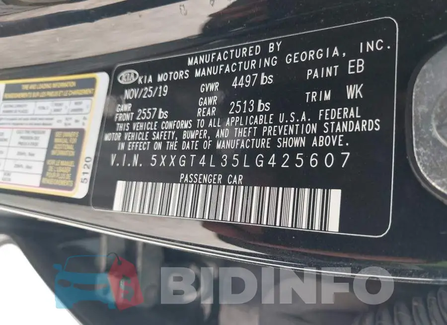 5XXGT4L35LG425607 Photo# 9
