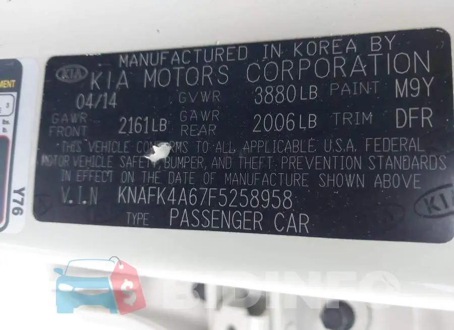 KNAFK4A67F5258958 Photo# 9