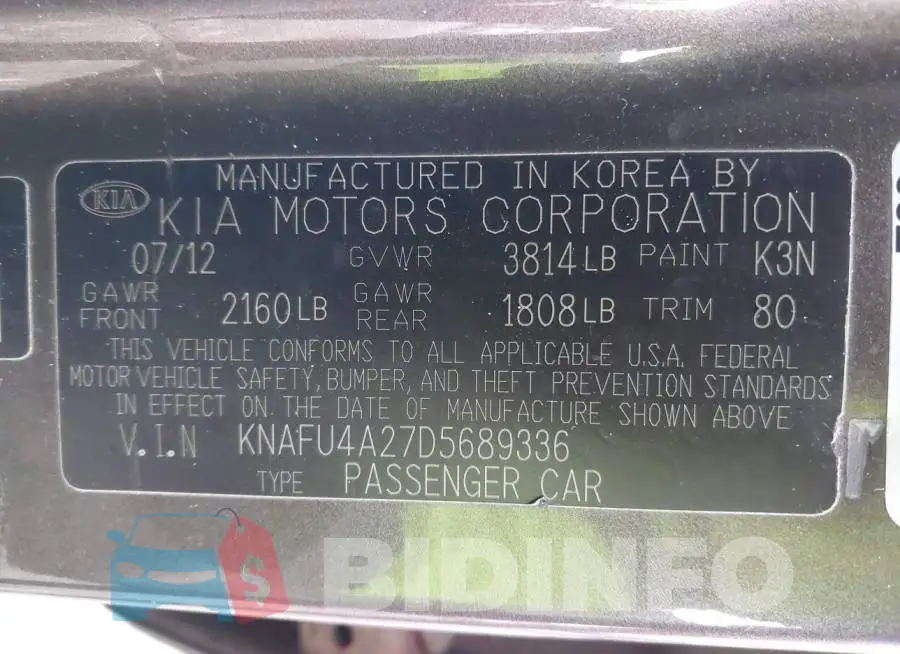 KNAFU4A27D5689336 Photo# 9