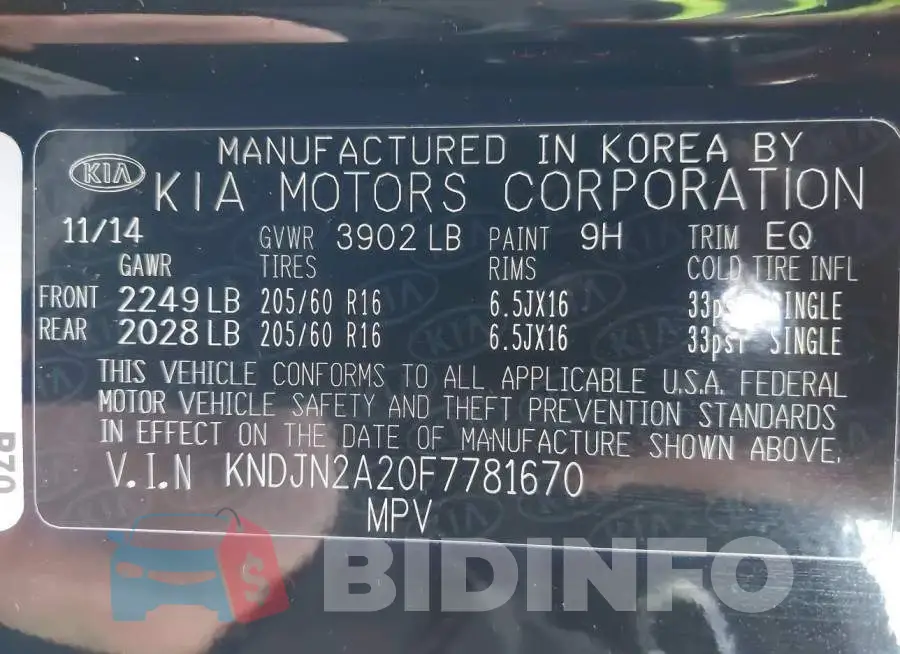 KNDJN2A20F7781670 Photo# 9