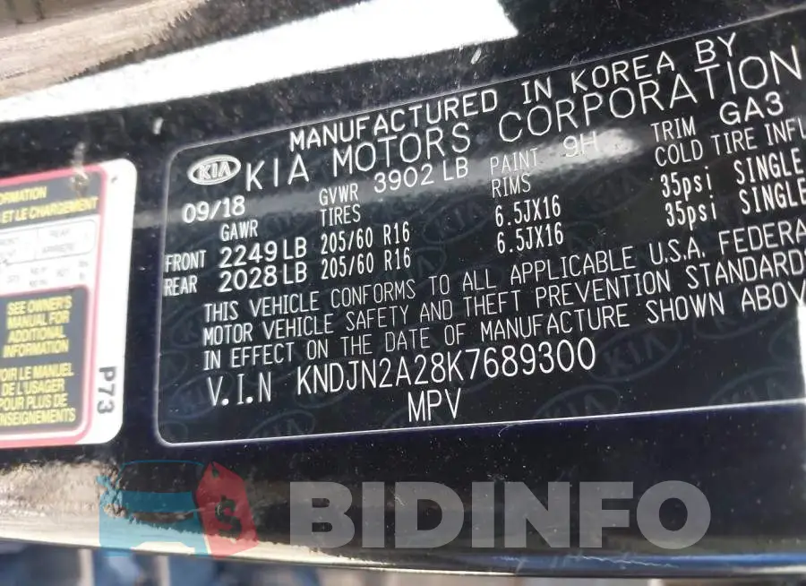 KNDJN2A28K7689300 Photo# 9