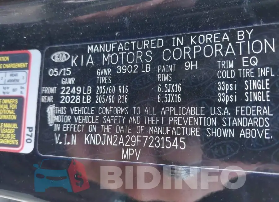 KNDJN2A29F7231545 Photo# 9