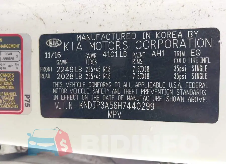 KNDJP3A56H7440299 Photo# 9