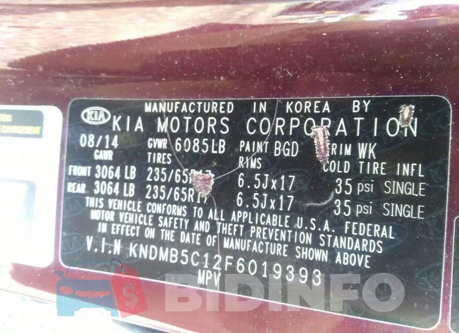 KNDMB5C12F6019393 Photo# 9