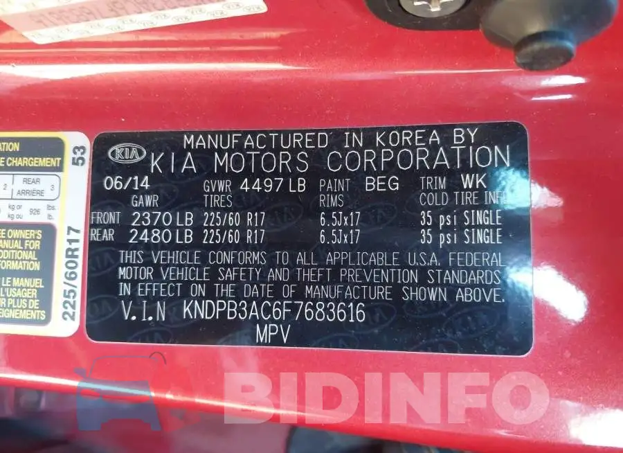 KNDPB3AC6F7683616 Photo# 9