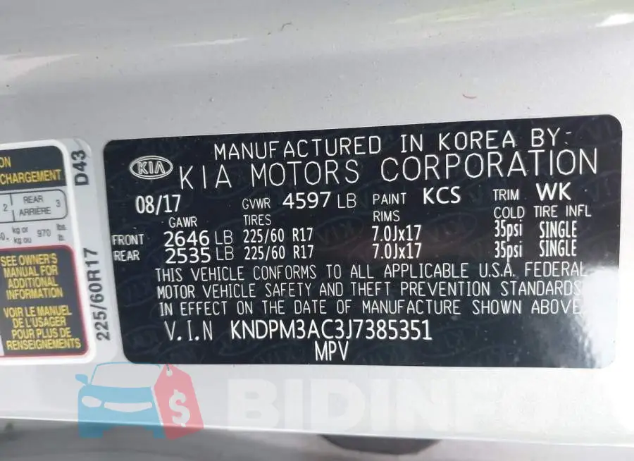 KNDPM3AC3J7385351 Photo# 9