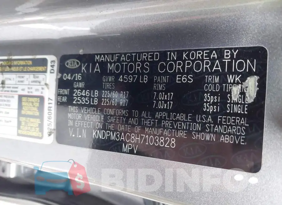 KNDPM3AC8H7103828 Photo# 9