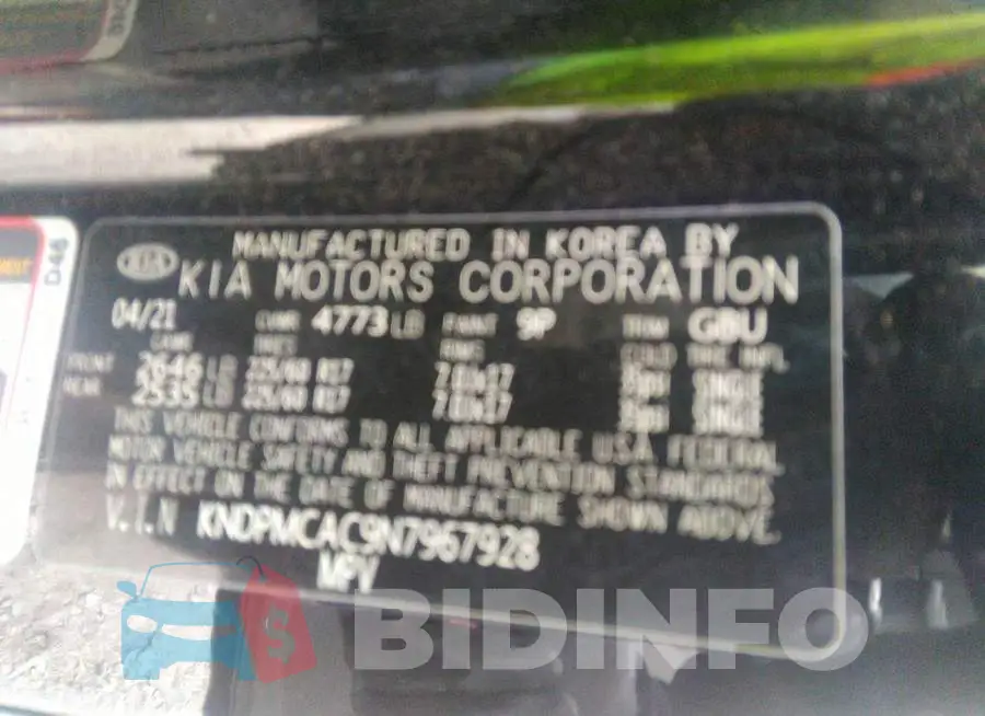 KNDPMCAC9N7967928 Photo# 9