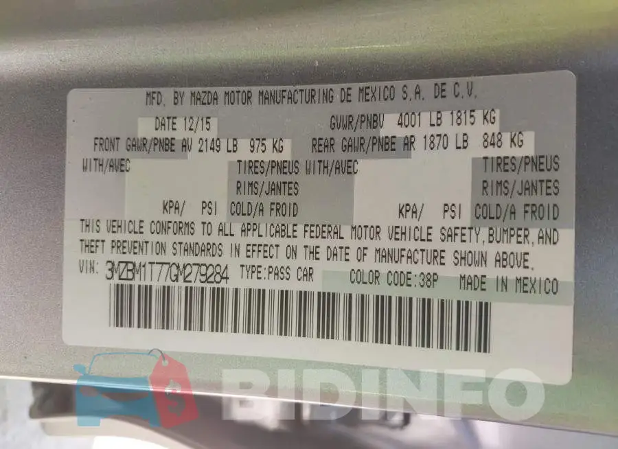 3MZBM1T77GM279284 Photo# 9