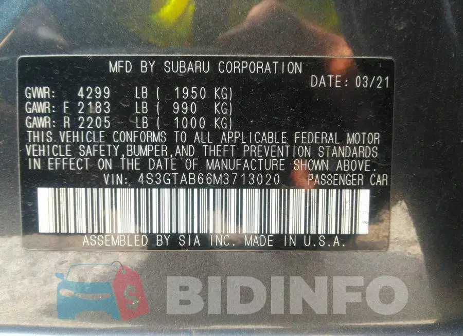 4S3GTAB66M3713020 Photo# 9