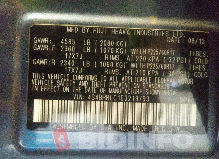 4S4BRBLC1E3219793 Photo# 9
