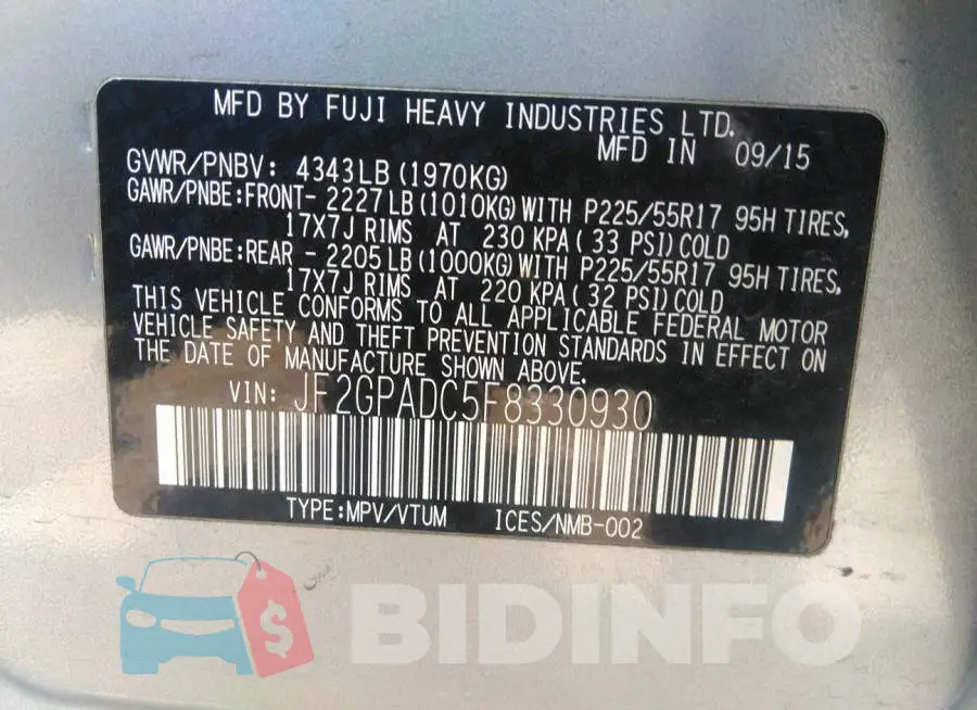 JF2GPADC5F8330930 Photo# 9