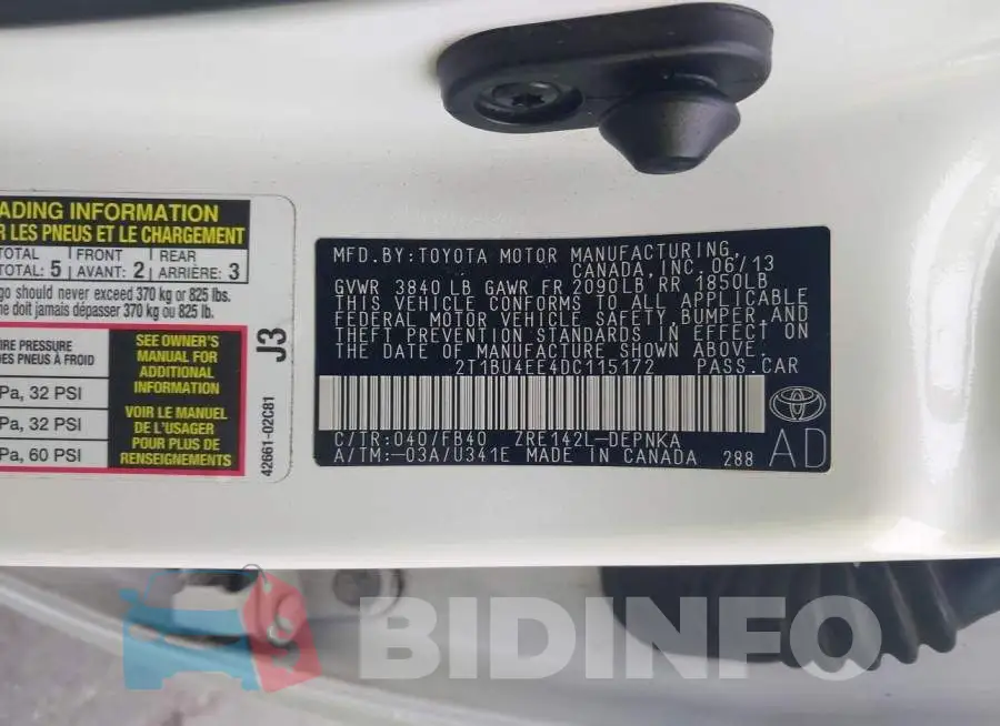 2T1BU4EE4DC115172 Photo# 9