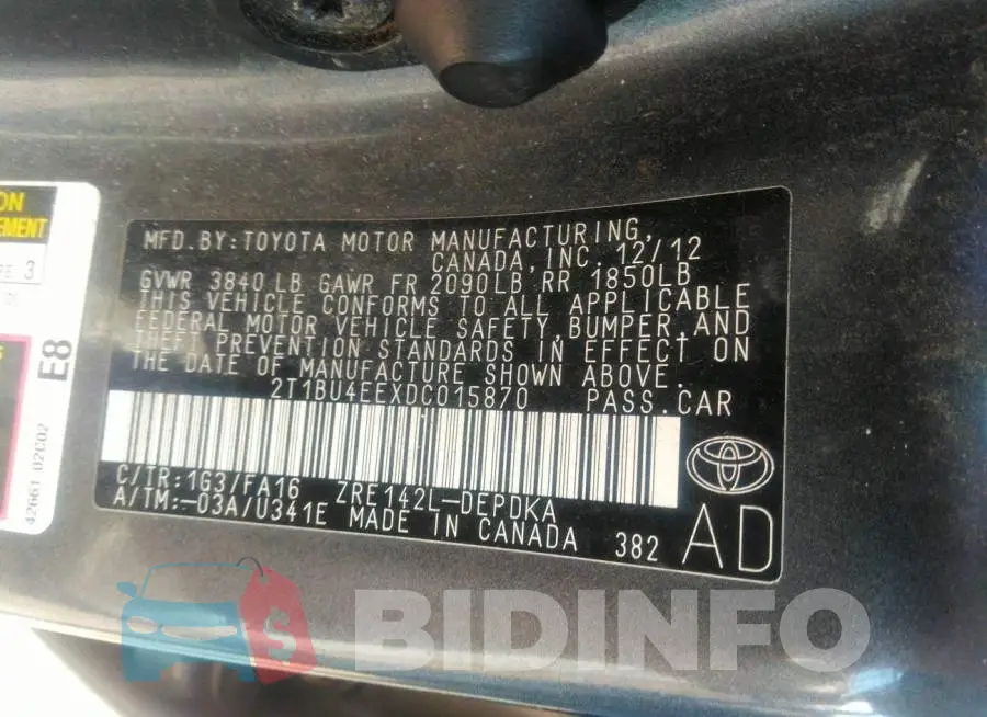 2T1BU4EEXDC015870 Photo# 9