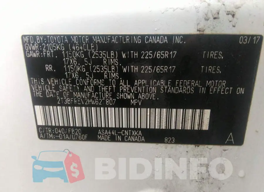 2T3BFREV2HW627807 Photo# 9