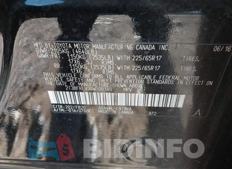 2T3BFREV3GW508145 Photo# 9
