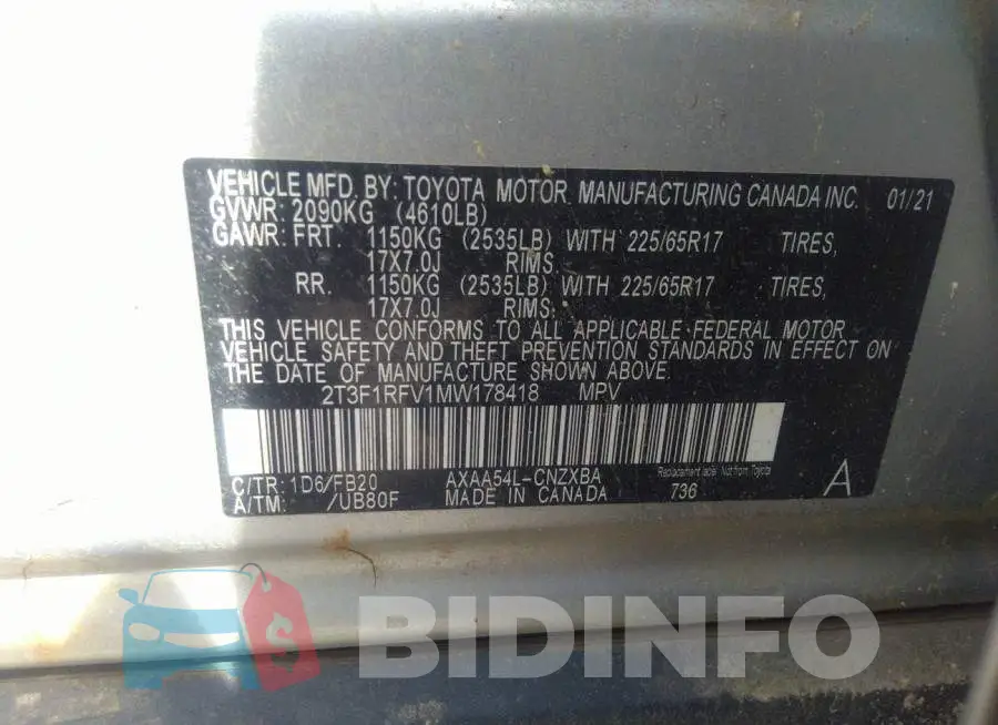 2T3F1RFV1MW178418 Photo# 9